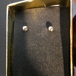 14k Solid White Gold Moricci Ball Stud Earings 4mm